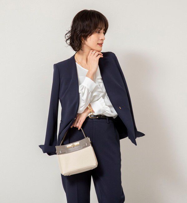 NOLLEY'S sophi「《セットアップ対応》ウォッシャブルWクロス2WAYストレッチジャケット」|ノーカラージャケット|