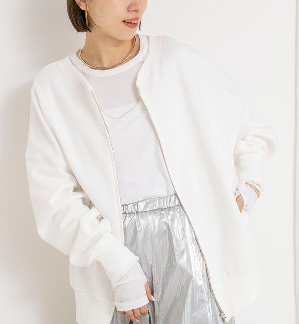 NOLLEY'S「ウォッシャブル2WAYロングジップスウェット」|スウェット・ジャージ|ホワイト