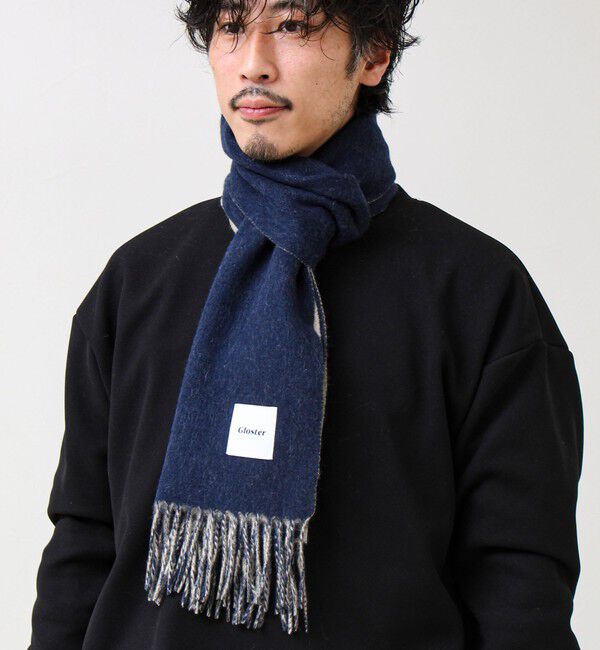 GLOSTER「【カシミヤブレンド】ウールリバーシブルソリッドマフラー」|マフラー|