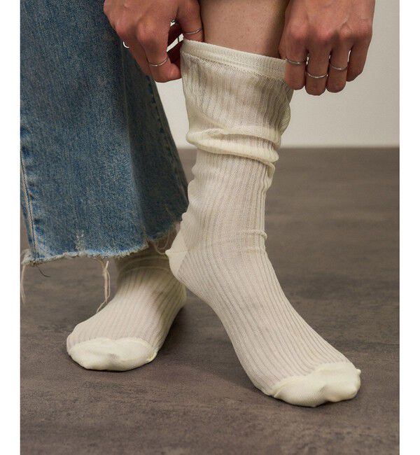 SALON adam et rope'「シアーリブソックス」|ソックス|オフホワイト(15)