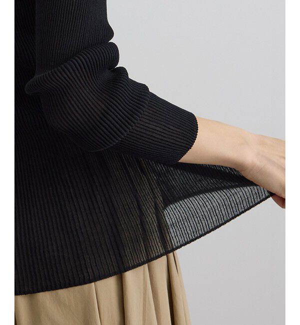 SALON adam et rope'「【WEB限定】シアーリブニットVネックカーディガン」|カーディガン|