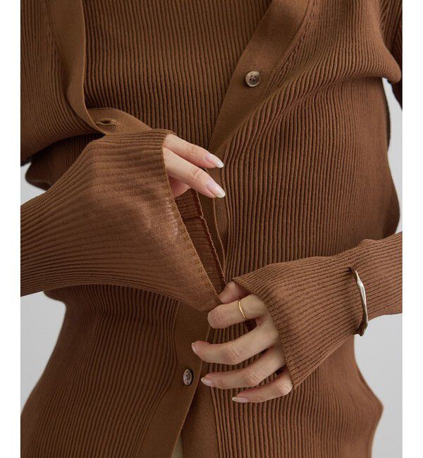 SALON adam et rope'「【WEB限定】シアーリブニットVネックカーディガン」|カーディガン|