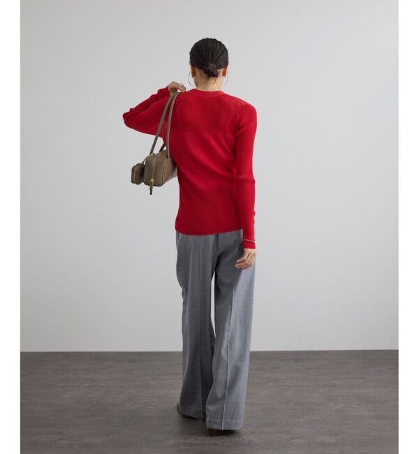 SALON adam et rope'「【WEB限定】シアーリブニットVネックカーディガン」|カーディガン|