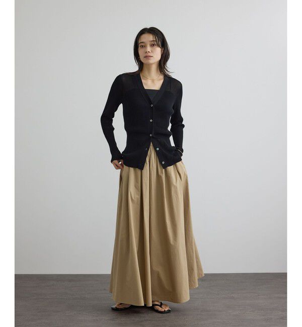 SALON adam et rope'「【WEB限定】シアーリブニットVネックカーディガン」|カーディガン|