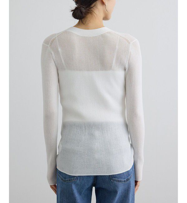 SALON adam et rope'「【WEB限定】シアーリブニットVネックカーディガン」|カーディガン|