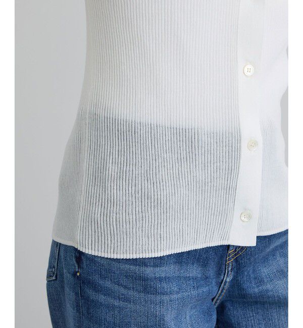 SALON adam et rope'「【WEB限定】シアーリブニットVネックカーディガン」|カーディガン|