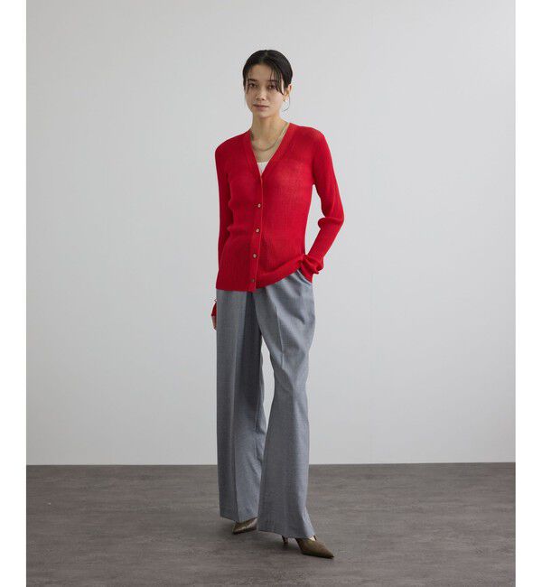 SALON adam et rope'「【WEB限定】シアーリブニットVネックカーディガン」|カーディガン|