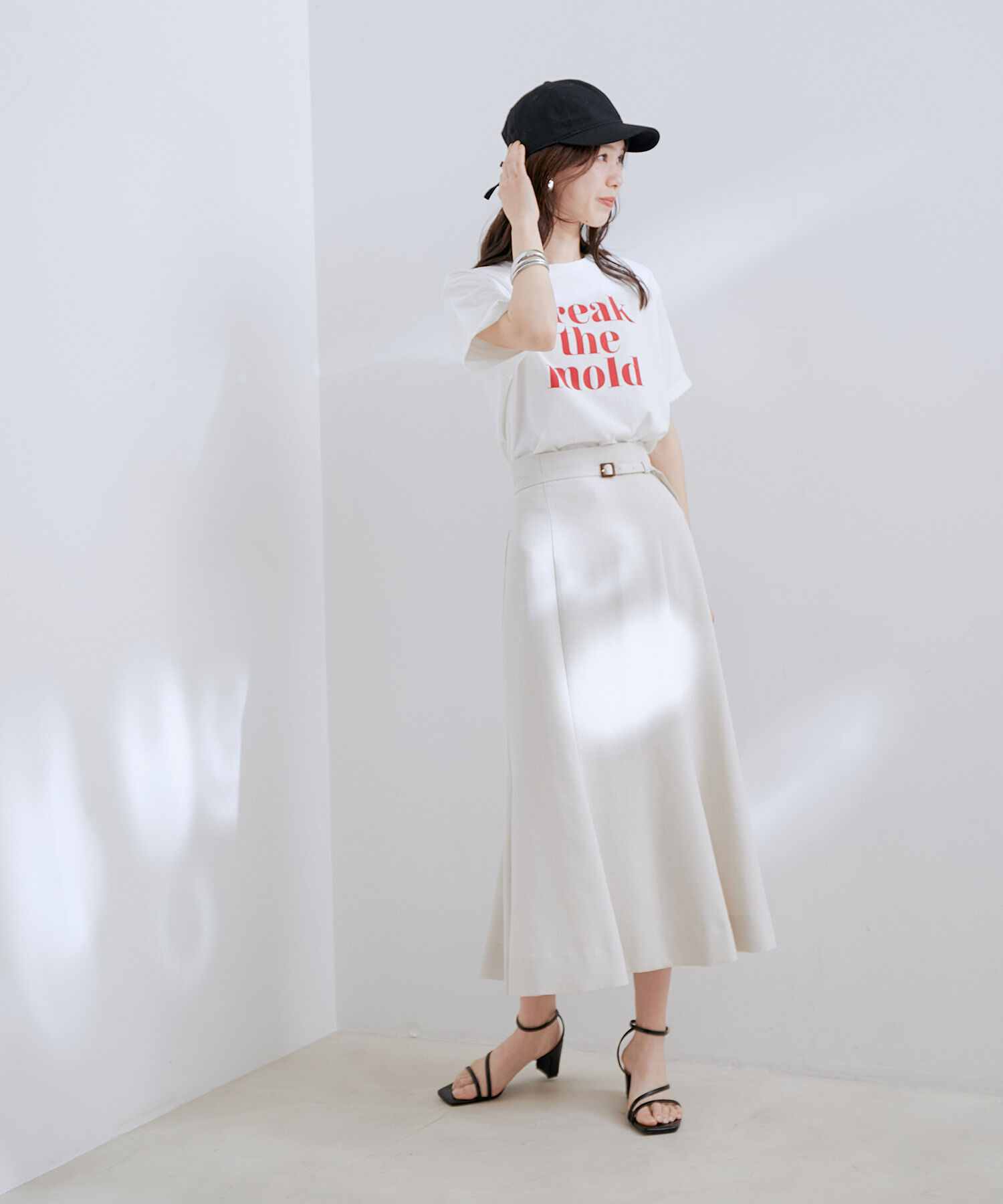 VIS「【新色】【接触冷感・洗える】美easy細ベルトマーメイドスカート」|スカート|