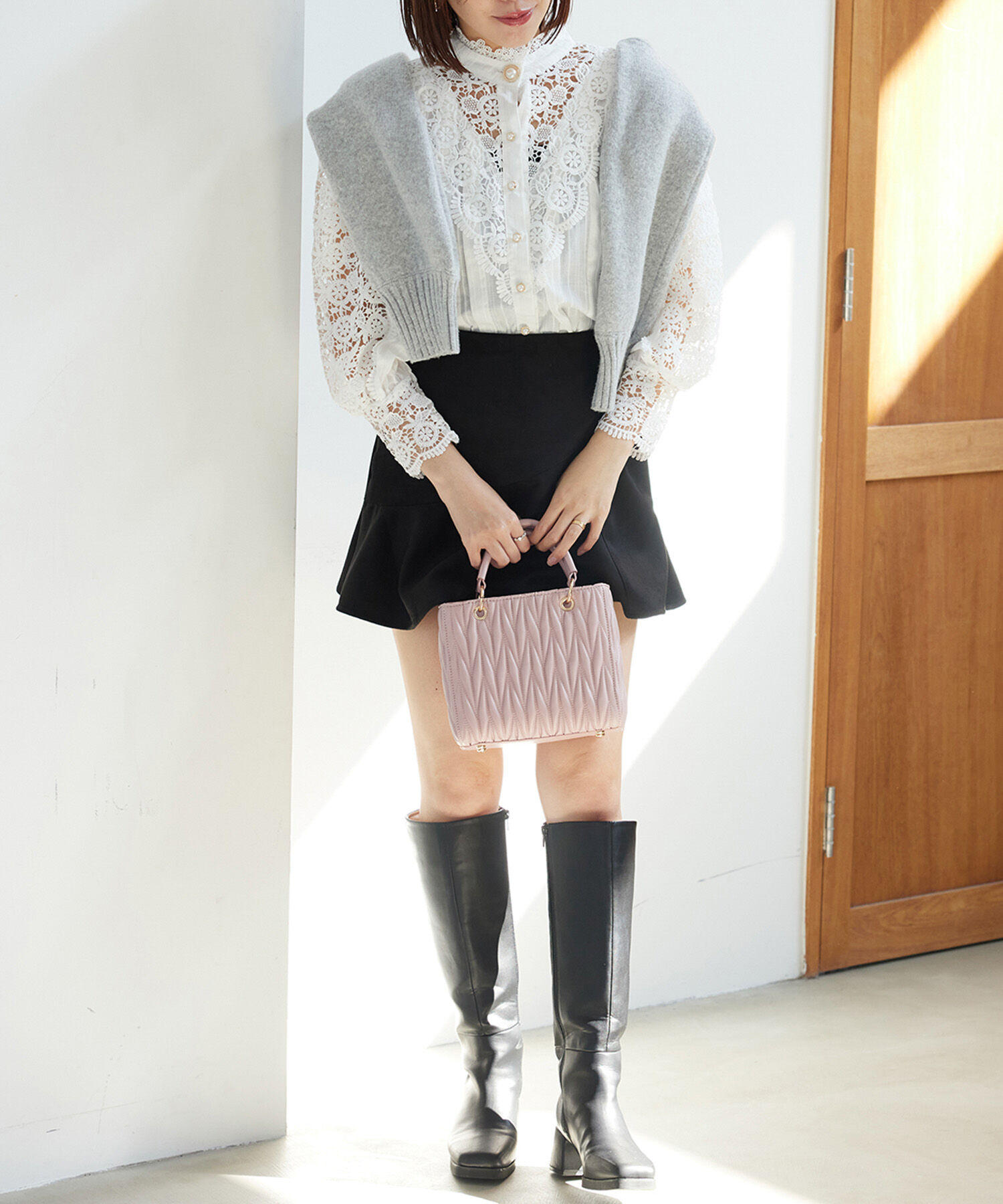 VIS「【WEB限定】ハイネックレースブラウス」|シャツ・ブラウス|