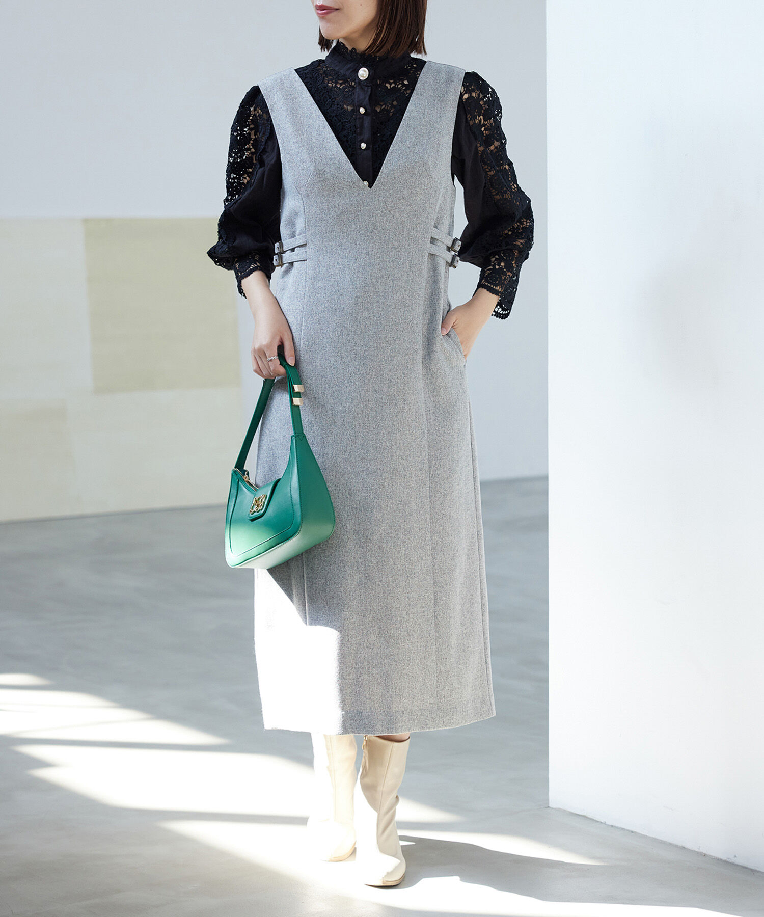 VIS「【WEB限定】ハイネックレースブラウス」|シャツ・ブラウス|