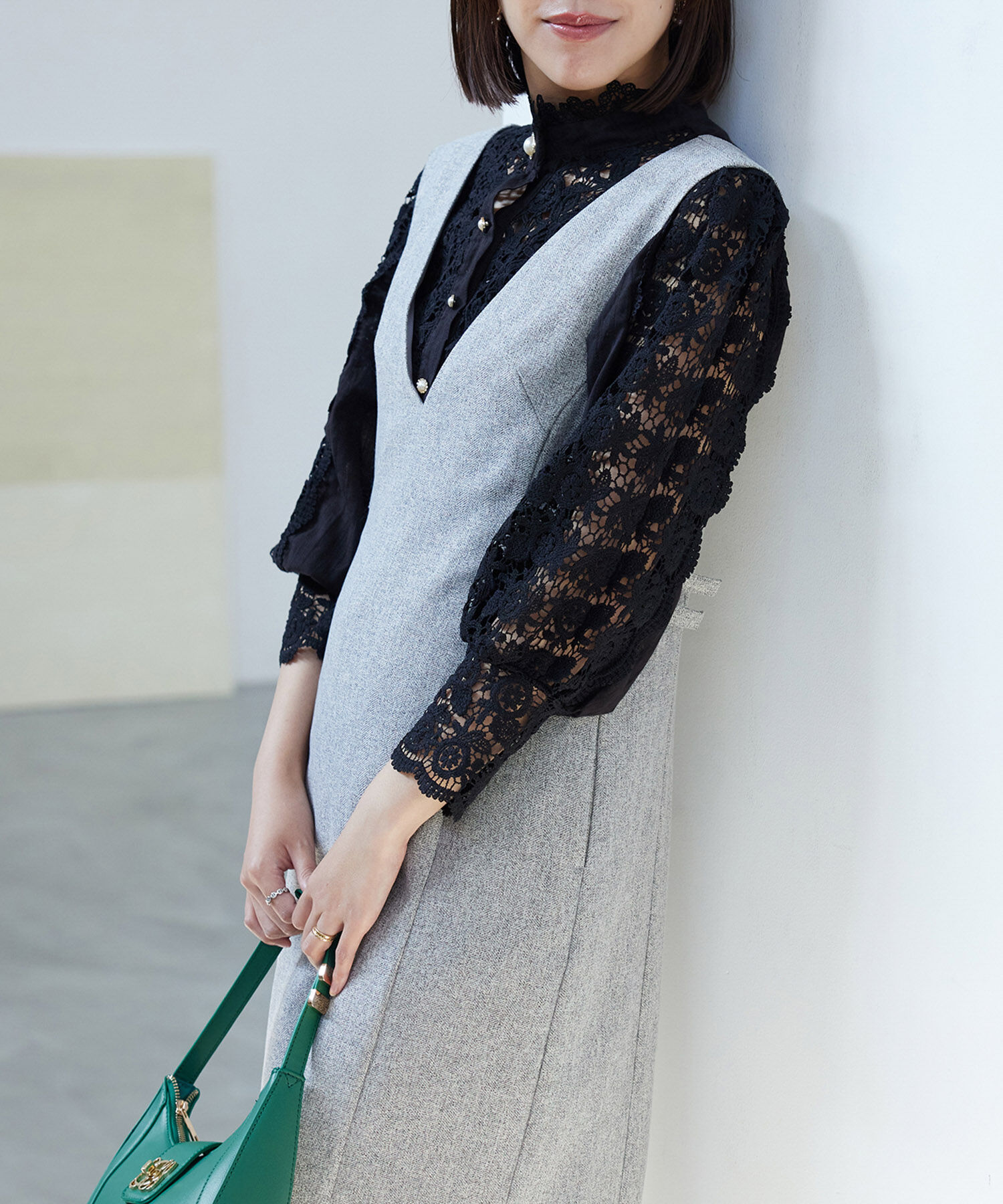 VIS「【WEB限定】ハイネックレースブラウス」|シャツ・ブラウス|