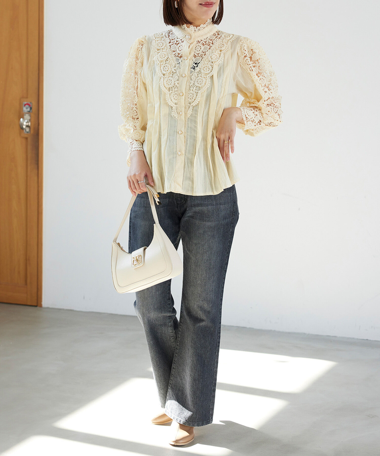 VIS「【WEB限定】ハイネックレースブラウス」|シャツ・ブラウス|