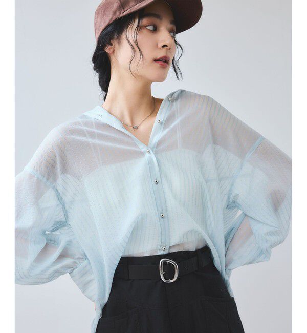 VIS「シアーストライプオーバーサイズシャツ/イージーケア」|シャツ・ブラウス|