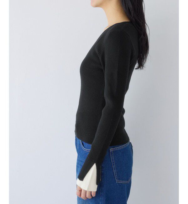 VIS「配色ダブルスリーブリブニット」|ニット・セーター|