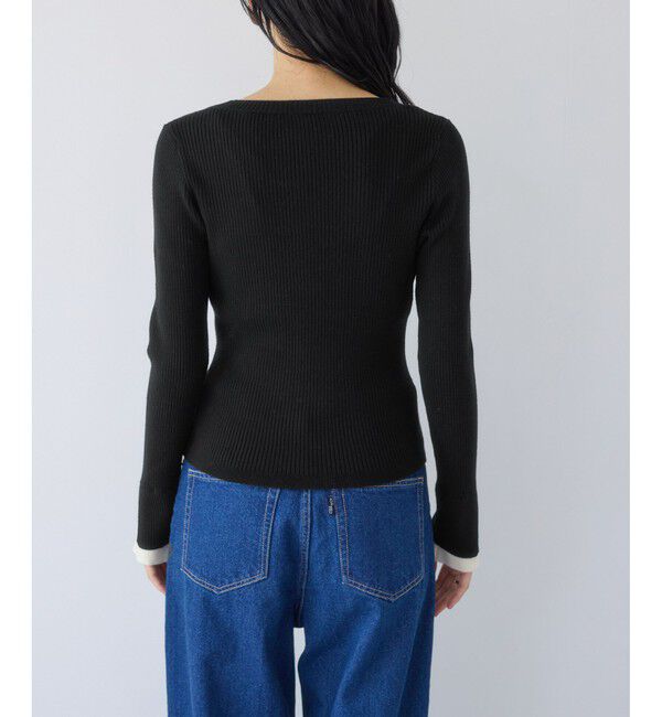 VIS「配色ダブルスリーブリブニット」|ニット・セーター|