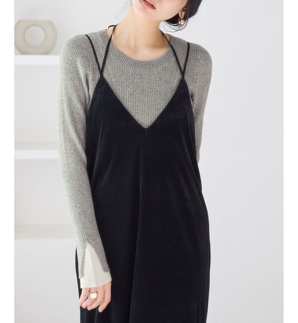 VIS「配色ダブルスリーブリブニット」|ニット・セーター|