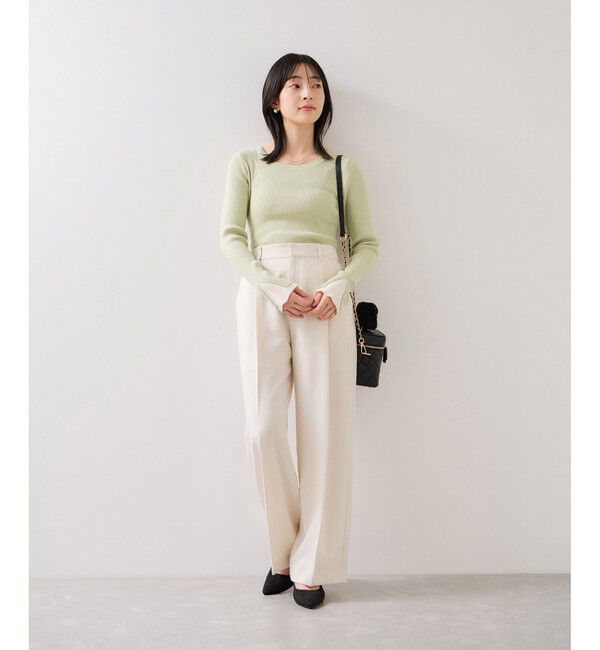 VIS「配色ダブルスリーブリブニット」|ニット・セーター|