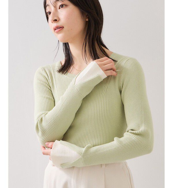 VIS「配色ダブルスリーブリブニット」|ニット・セーター|