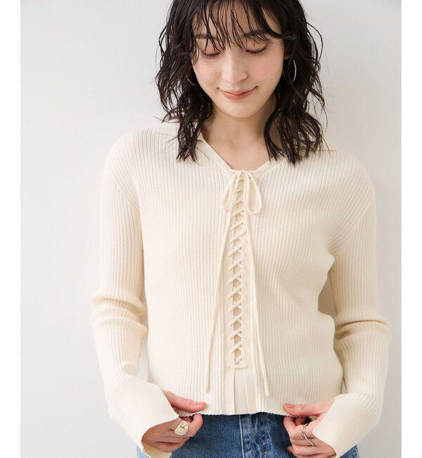 VIS「レースアップリブニット」|ニット・セーター|