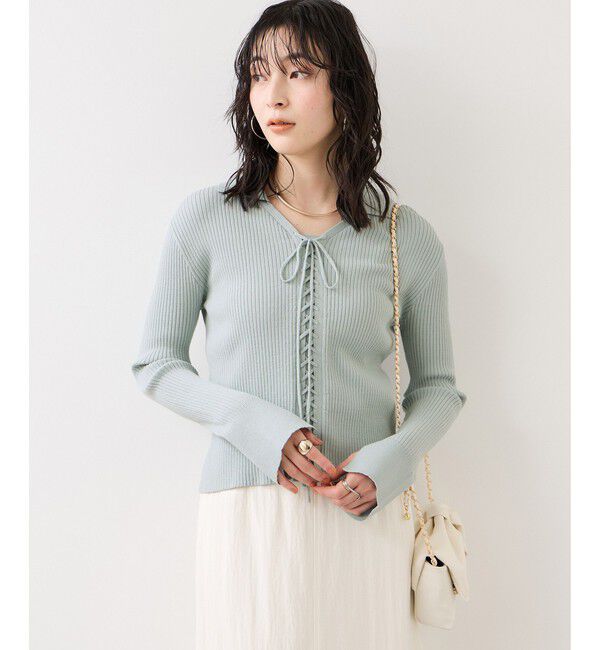 VIS「レースアップリブニット」|ニット・セーター|