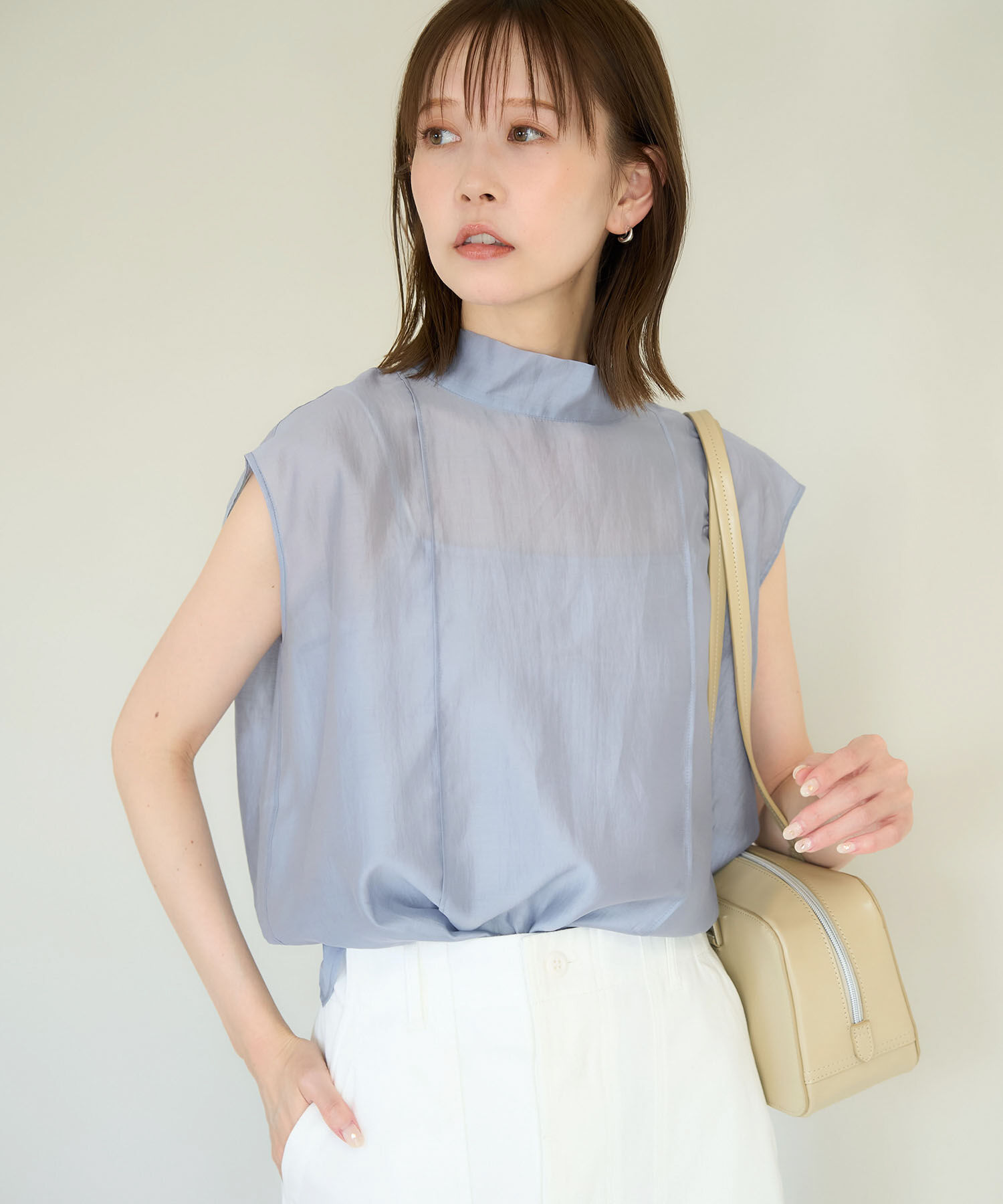 Rope&rsquo;Picnic「インナーつきシアーブラウス」|シャツ・ブラウス|サックス(48)