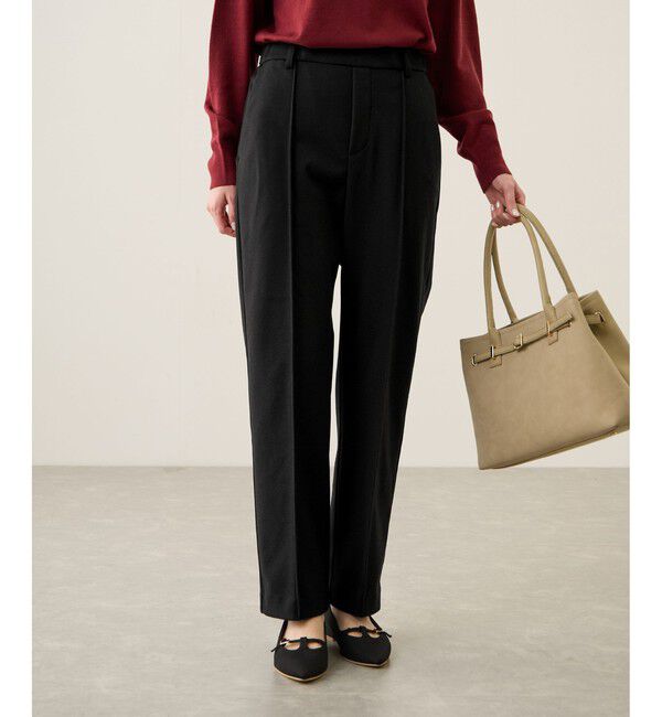 Rope&rsquo;Picnic「裏起毛ストレートパンツ」|チノ|ブラック(01)