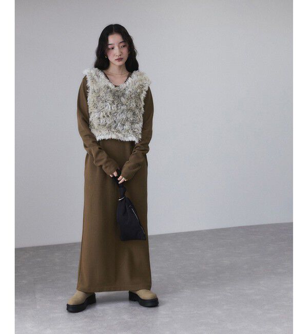 ADAM ET ROPE'「【サステナブル】Wフェイスジャージーセットワンピース」|ワンピース|