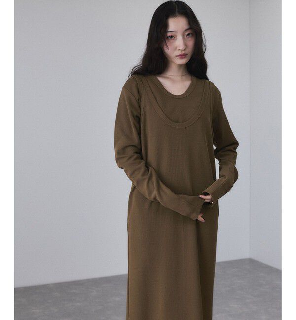 ADAM ET ROPE'「【サステナブル】Wフェイスジャージーセットワンピース」|ワンピース|