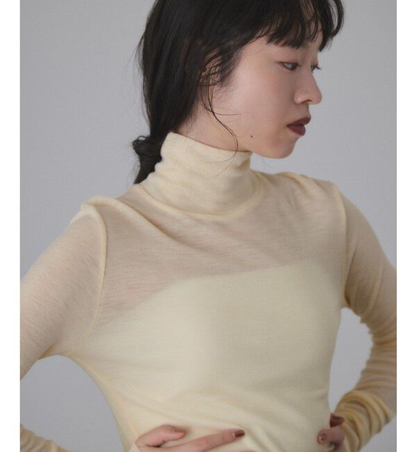 ADAM ET ROPE'「ウォッシャブルウールタートルネックカットオフプルオーバー」|Tシャツ・カットソー|