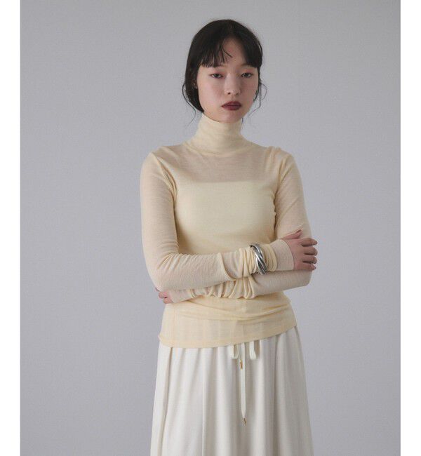 ADAM ET ROPE'「ウォッシャブルウールタートルネックカットオフプルオーバー」|Tシャツ・カットソー|