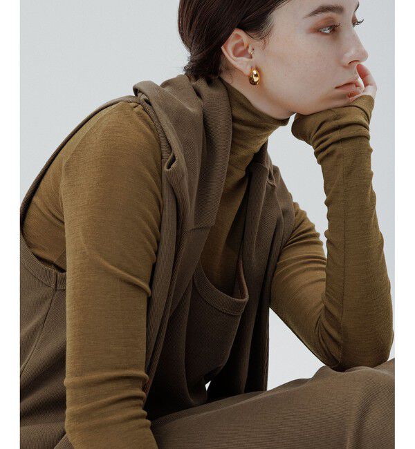 ADAM ET ROPE'「ウォッシャブルウールタートルネックカットオフプルオーバー」|Tシャツ・カットソー|ブラウン系(23)