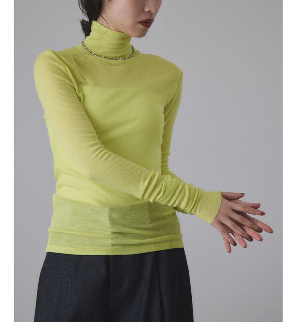 ADAM ET ROPE'「ウォッシャブルウールタートルネックカットオフプルオーバー」|Tシャツ・カットソー|グリーンサブ(35)