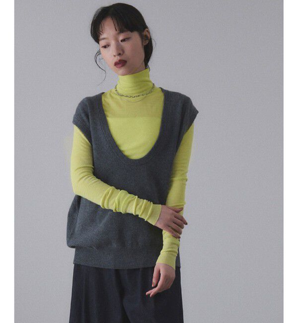 ADAM ET ROPE'「ウォッシャブルウールタートルネックカットオフプルオーバー」|Tシャツ・カットソー|