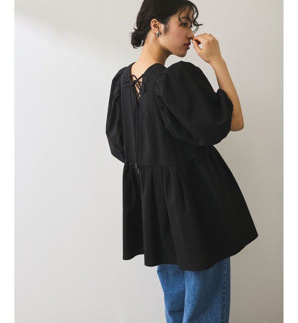 ADAM ET ROPE'「【WEB限定】2WAYバルーンスリーブチュニック」|シャツ・ブラウス|ブラック(01)