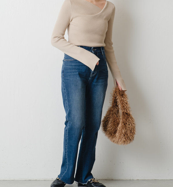  「デザインネックリブニット」|ニット・セーター|