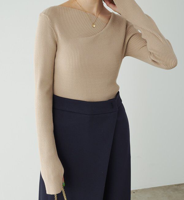  「デザインネックリブニット」|ニット・セーター|