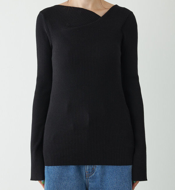  「デザインネックリブニット」|ニット・セーター|