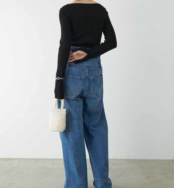  「デザインネックリブニット」|ニット・セーター|