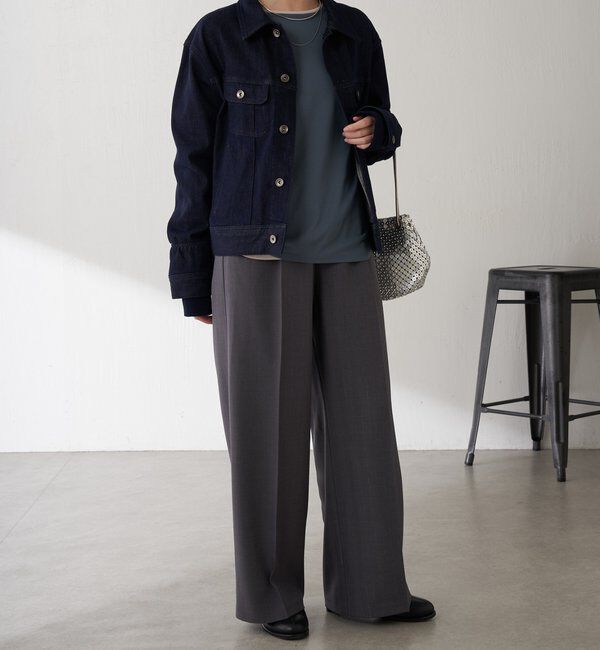  「Q.anos ストレッチリブデニムジャケット」|デニムジャケット|