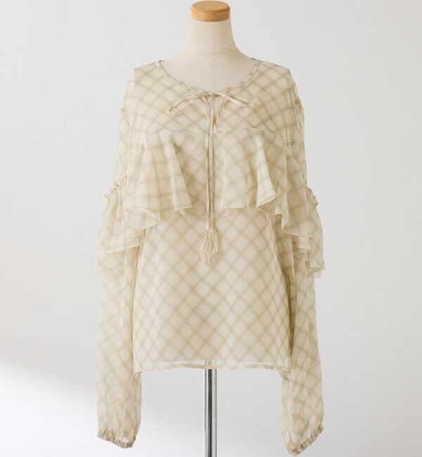  「チェックシフォンラッフルブラウス」|シャツ・ブラウス|