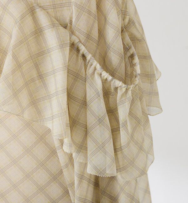  「チェックシフォンラッフルブラウス」|シャツ・ブラウス|