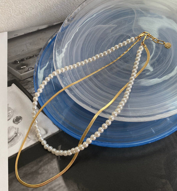  「【追加生産！】パール&times;チェーンネックレス」|ネックレス|ゴールド