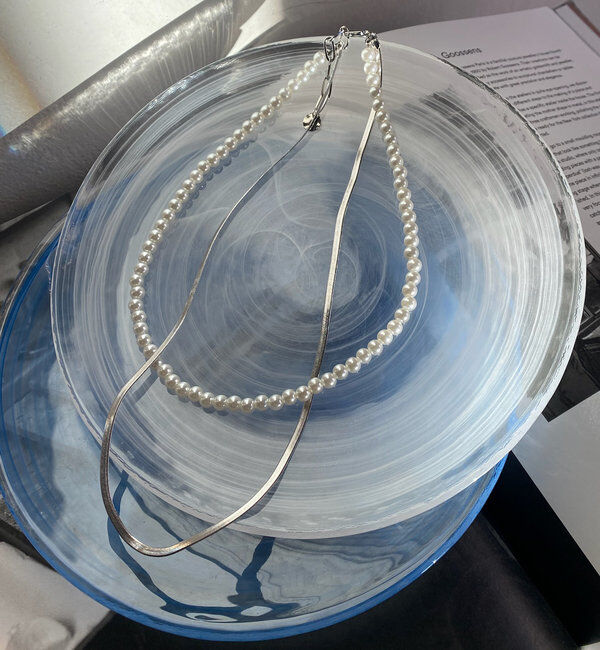  「【追加生産！】パール&times;チェーンネックレス」|ネックレス|