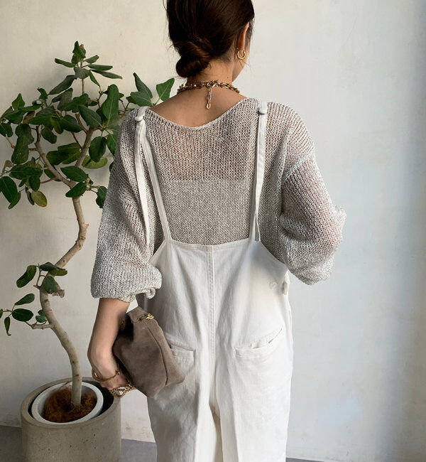  「細紐デニムフロントジップサロペット」|ワンピース|