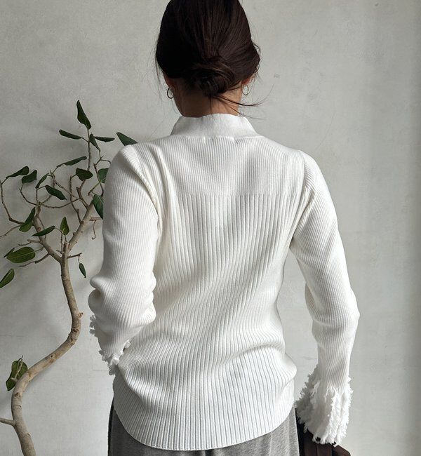  「【WEB限定】フリンジカフスリブニット」|ニット・セーター|