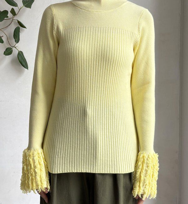  「【WEB限定】フリンジカフスリブニット」|ニット・セーター|