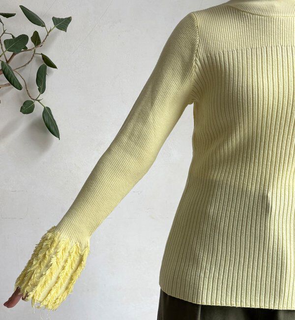  「【WEB限定】フリンジカフスリブニット」|ニット・セーター|