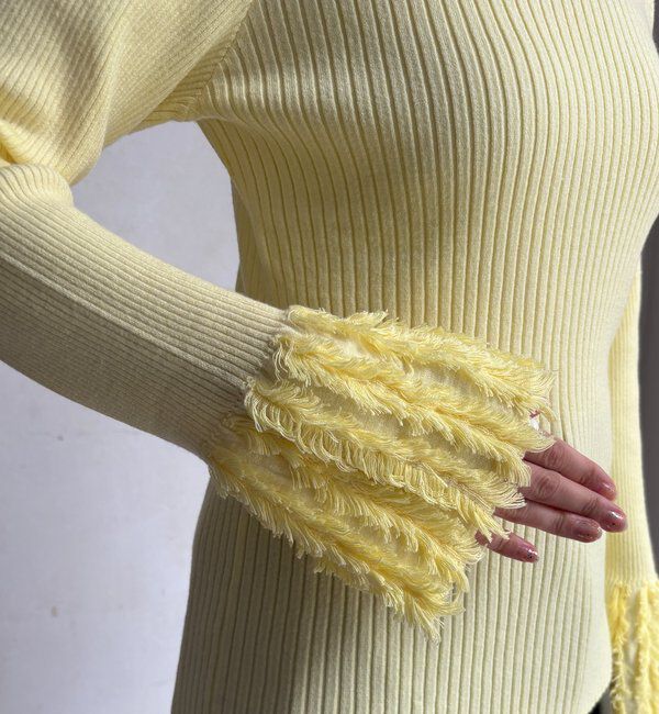  「【WEB限定】フリンジカフスリブニット」|ニット・セーター|