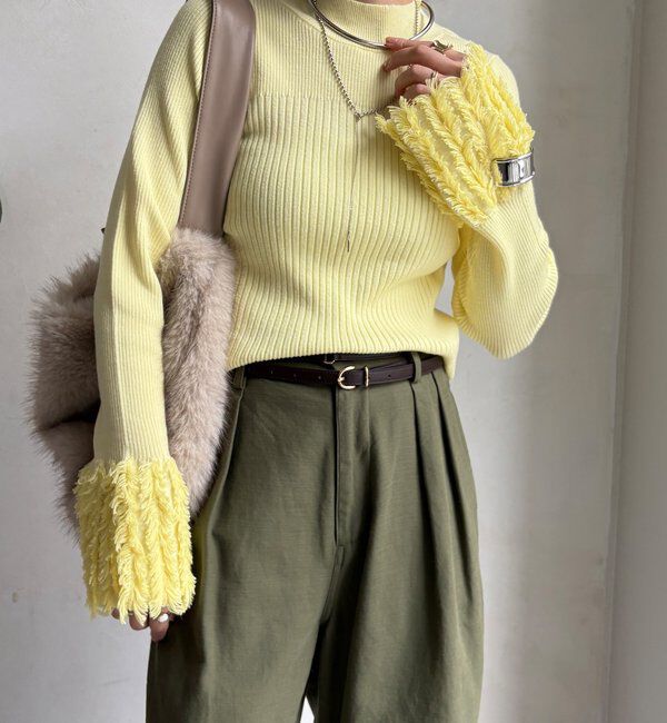  「【WEB限定】フリンジカフスリブニット」|ニット・セーター|