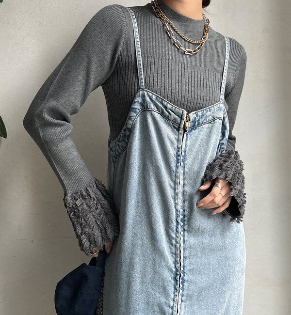  「【WEB限定】フリンジカフスリブニット」|ニット・セーター|